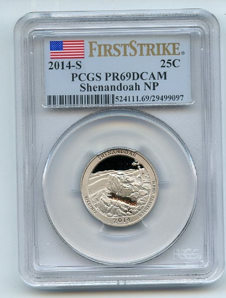 2014 S 25C Clad Shenandoah Quarter PCGS PR69DCAM First Strike