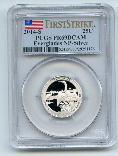 2014 S 25C Silver Everglades Quarter PCGS PR69DCAM First Strike