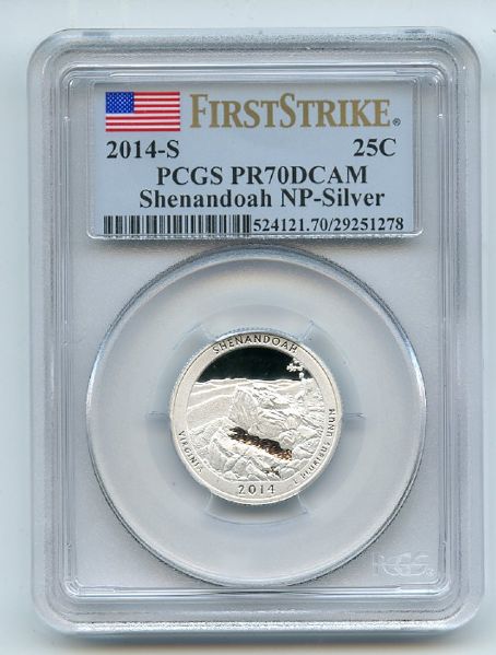 2014 S 25C Silver Shenandoah Quarter PCGS PR70DCAM First Strike