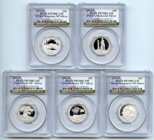 2013 S Silver National Parks Quarter Set PCGS PR70DCAM