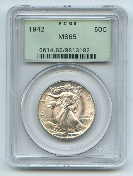 1942 50C Walking Liberty Silver Half Dollar PCGS MS65