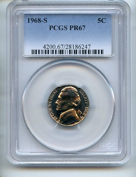 1968 S 5C Jefferson Nickel PCGS PR67
