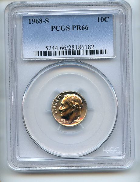 1968 S 10C Roosevelt Dime PCGS PR66