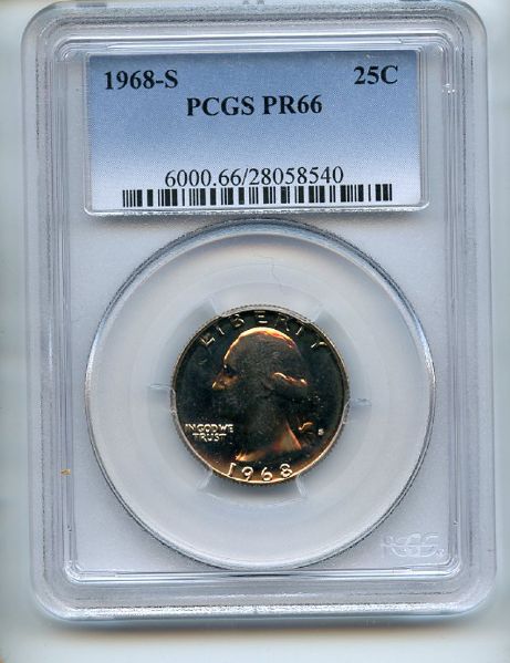 1968 S 25C Washington Quarter PCGS PR66
