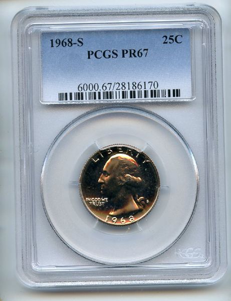 1968 S 25C Washington Quarter PCGS PR67