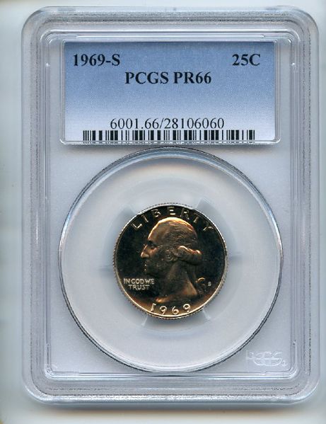 1969 S 25C Washington Quarter PCGS PR66