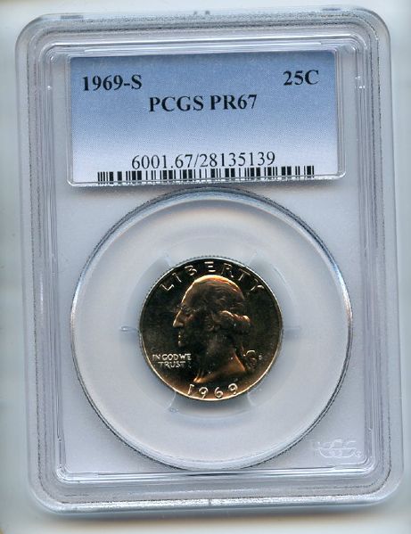 1969 S 25C Washington Quarter PCGS PR67