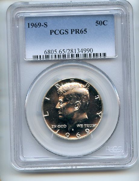 1969 S 50C Kennedy Half Dollar PCGS PR65