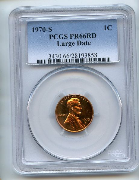 1970 S 1C Lincoln Cent PCGS PR66