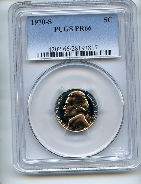 1970 S 5C Jefferson Nickel PCGS PR66