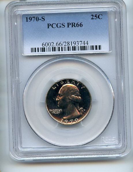 1970 S 25C Washington Quarter PCGS PR66