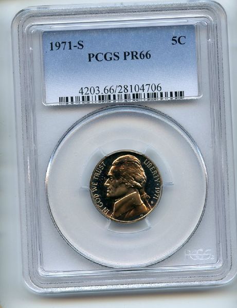 1971 S 5C Jefferson Nickel PCGS PR66