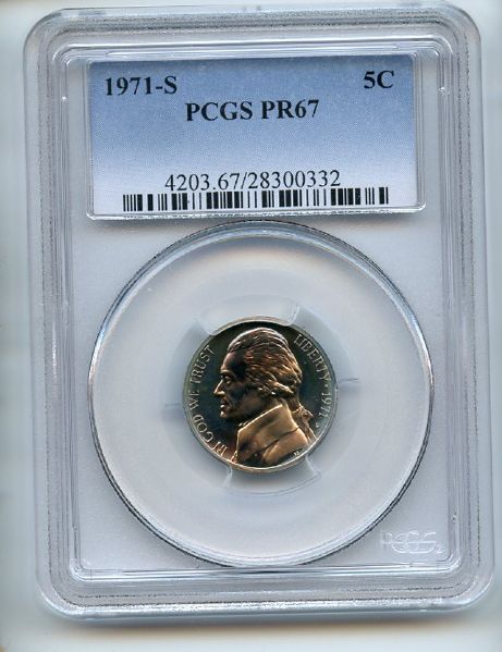 1971 S 5C Jefferson Nickel PCGS PR67