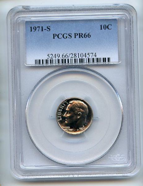 1971 S 10C Roosevelt Dime PCGS PR66