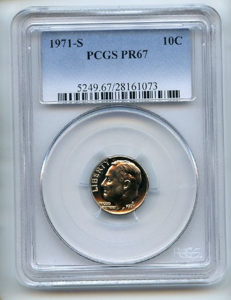 1971 S 10C Roosevelt Dime PCGS PR67