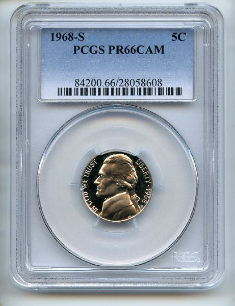 1968 S 5C Jefferson Nickel PCGS PR66CAM