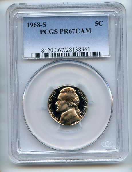 1968 S 5C Jefferson Nickel PCGS PR67CAM