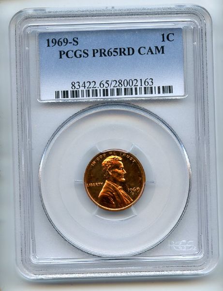 1969 S 1C Lincoln Cent PCGS PR65CAM