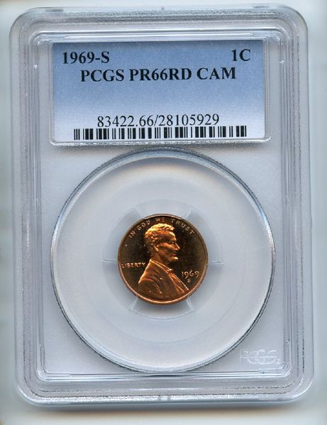 1969 S 1C Lincoln Cent PCGS PR66CAM