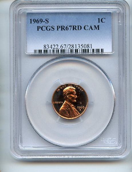 1969 S 1C Lincoln Cent PCGS PR67CAM