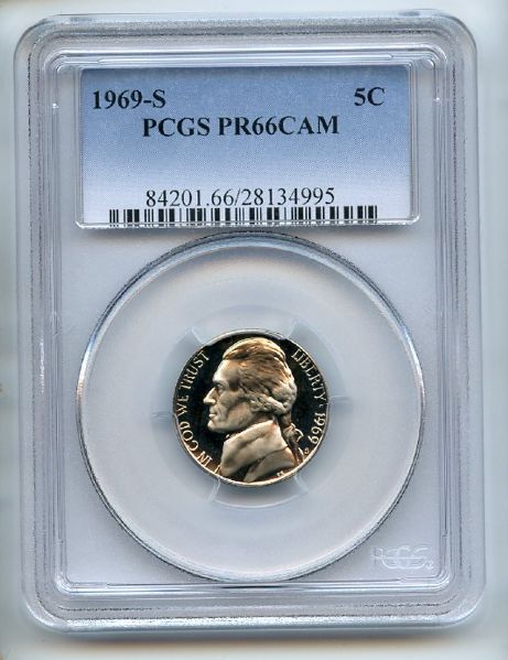 1969 S 5C Jefferson Nickel PCGS PR66CAM