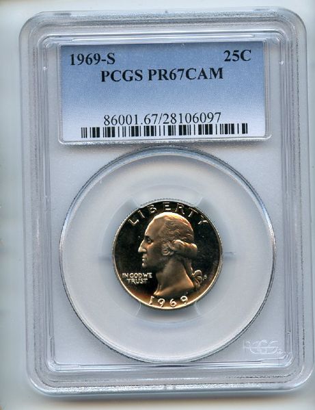 1969 S 25C Washington Quarter PCGS PR67CAM