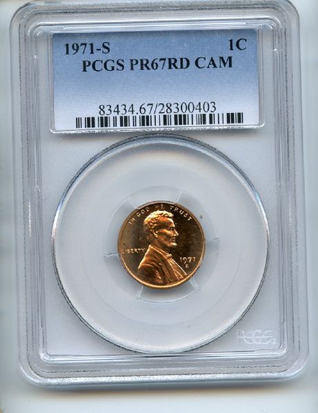 1971 S 1C Lincoln Cent PCGS PR67CAM
