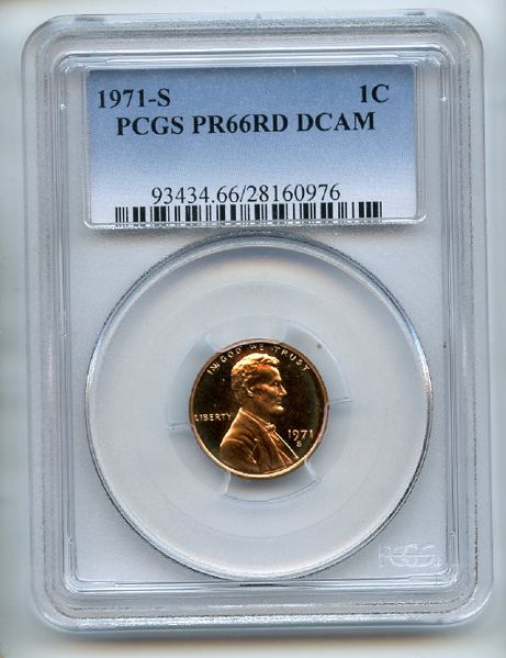1971 S 1C Lincoln Cent PCGS PR66DCAM
