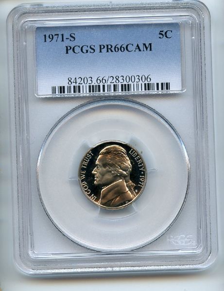 1971 S 5C Jefferson Nickel PCGS PR66CAM
