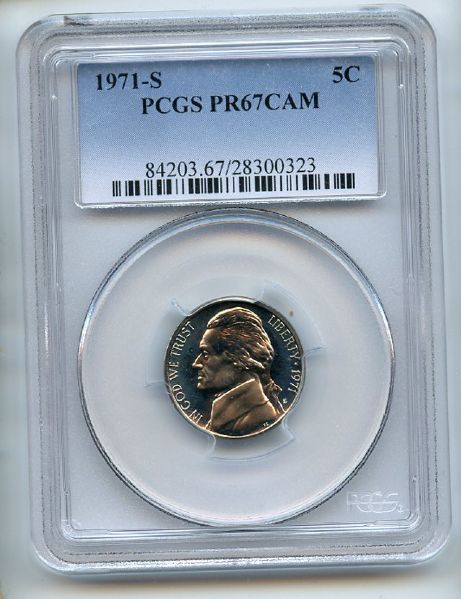 1971 S 5C Jefferson Nickel PCGS PR67CAM