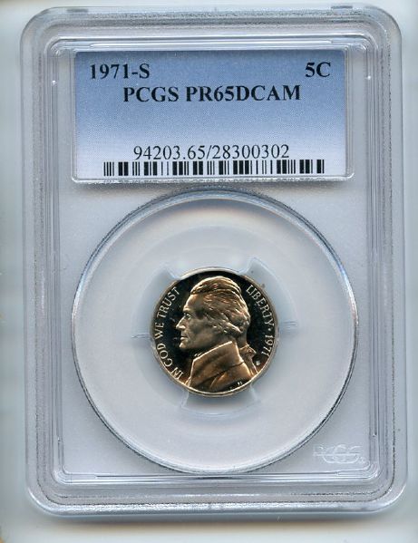 1971 S 5C Jefferson Nickel PCGS PR65DCAM