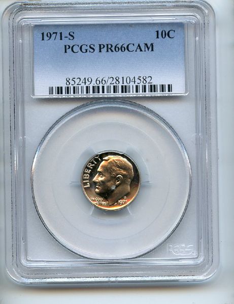 1971 S 10C Roosevelt Dime PCGS PR67CAM