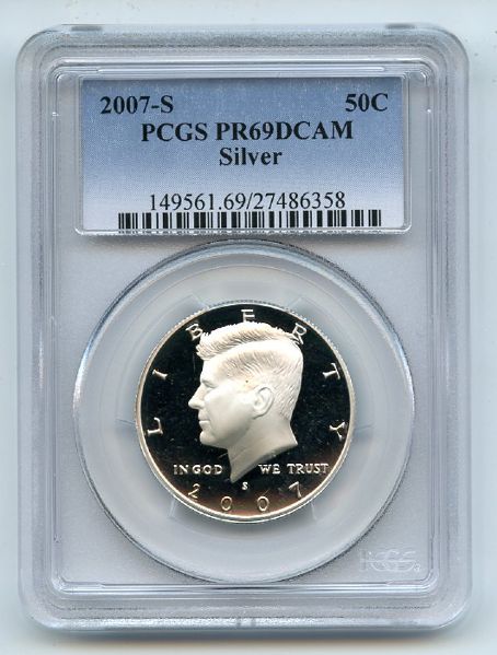 2007 S 50C Silver Kennedy Half Dollar PCGS PR69DCAM