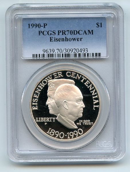 1990 P $1 Eisenhower Silver Commemorative Dollar PCGS PR70DCAM