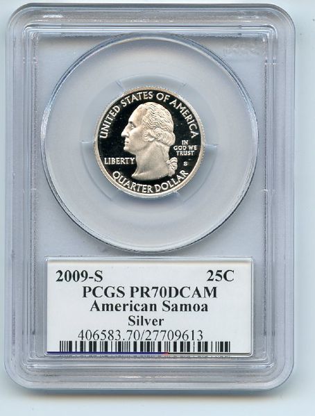 2009 S 25C Silver American Samoa Quarter PCGS PR70DCAM