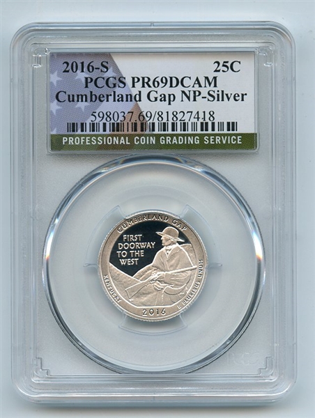 2016 S 25C Silver Cumberland Gap Quarter PCGS PR69DCAM