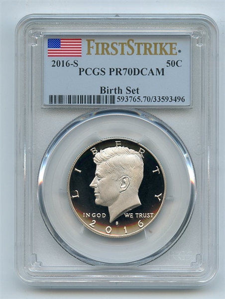 2016 S 50C Kennedy Half Dollar Birth Set PCGS PR70DCAM First Strike