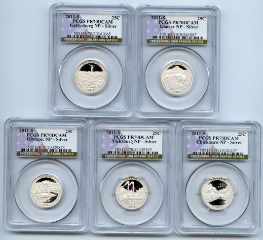 2011 S Silver National Parks Quarter Set PCGS PR70DCAM