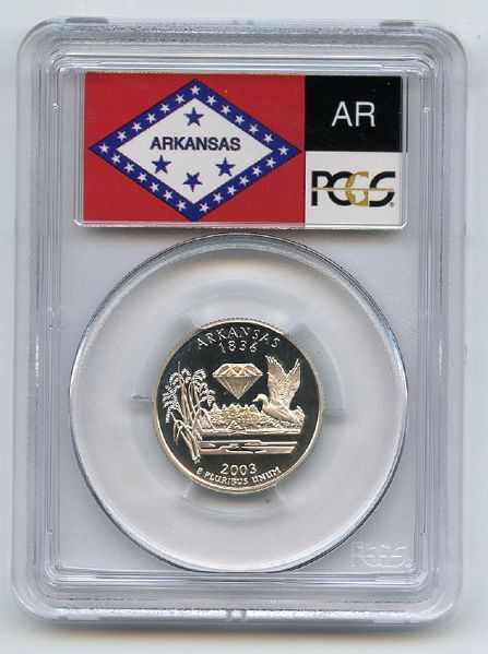 2003 S 25C Silver Arkansas Quarter PCGS PR69DCAM