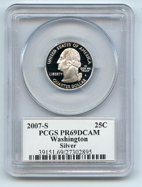 2007 S 25C Silver Washington Quarter PCGS PR69DCAM