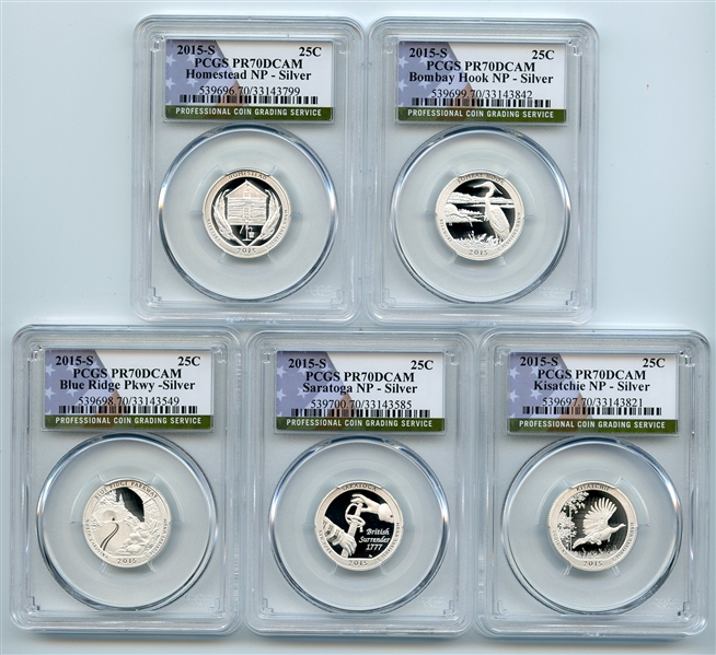 2015 S Silver National Parks Quarter Set PCGS PR70DCAM