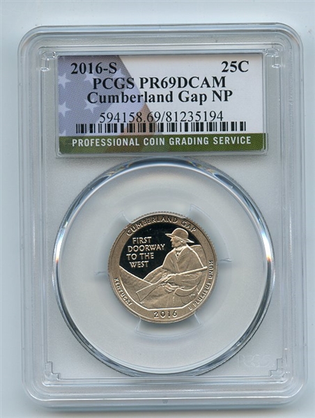 2016 S 25C Clad Cumberland Gap Quarter PCGS PR69DCAM