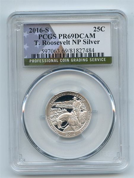 2016 S 25C Silver Theodore Roosevelt Quarter PCGS PR69DCAM