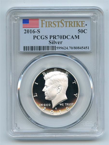 2016 S 50C Silver Kennedy Half Dollar PCGS PR70DCAM First Strike