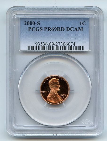 2000 S 1C Lincoln Cent PCGS PR69DCAM