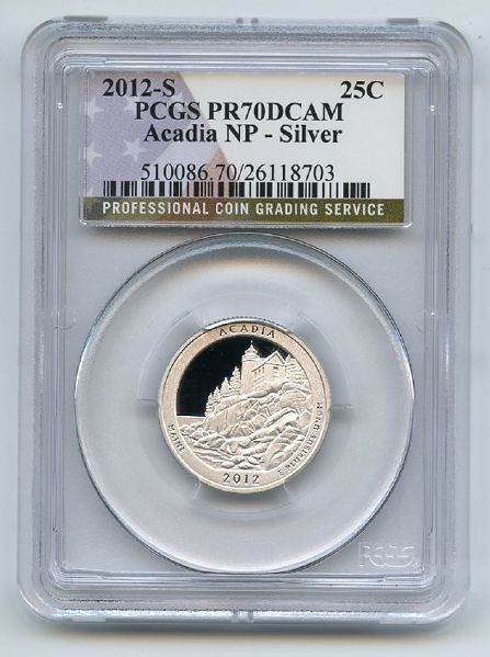 2012 S 25C Silver Acadia Quarter PCGS PR70DCAM