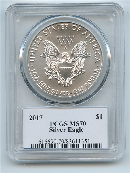 2017 $1 American 1oz Silver Eagle PCGS MS70 Obama/Trump Transition