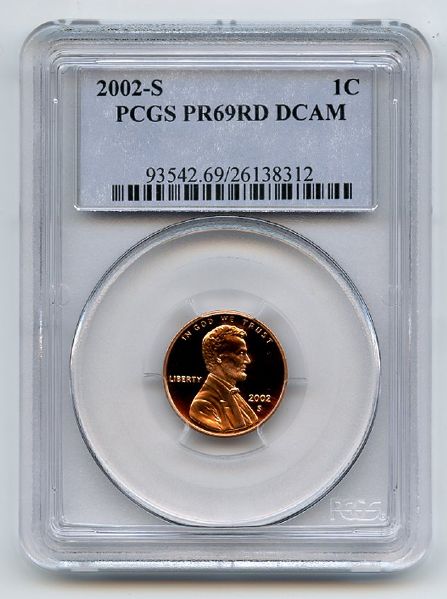 2002 S 1C Lincoln Cent PCGS PR69DCAM