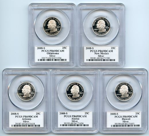 2008 S Silver State Quarter Set PCGS PR69DCAM