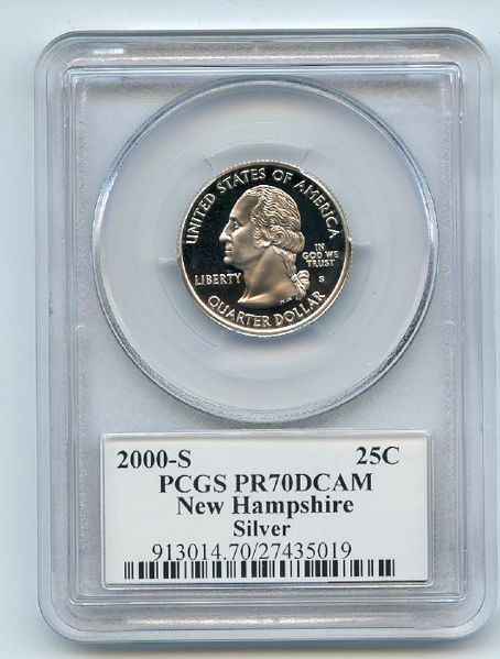 2000 S 25C Silver New Hampshire Quarter PCGS PR70DCAM